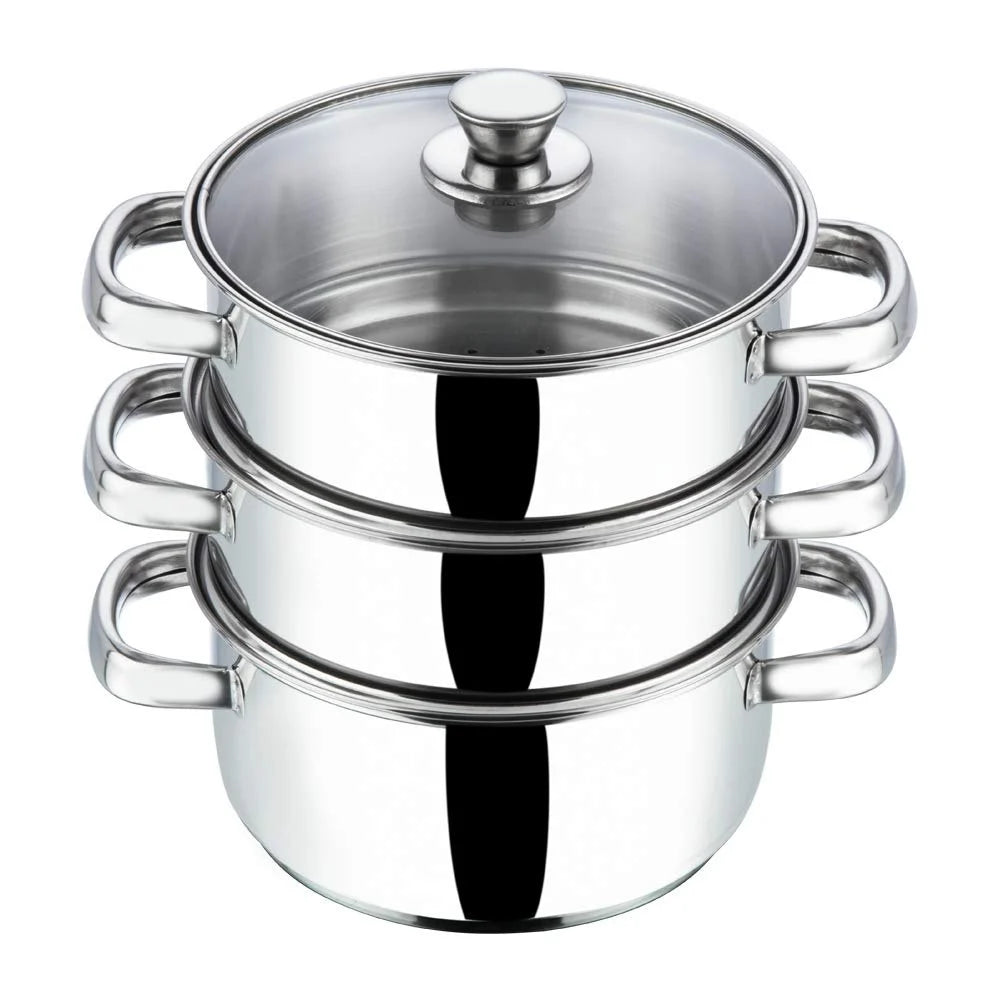 Shopping Happiness Stainless Steel Steamer- 2 Tier & 3 Tier Both Available (304 Food Grade Steel) Highest Quality